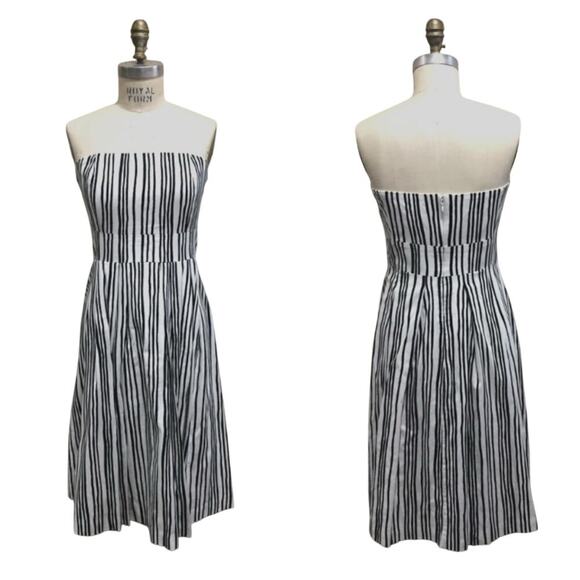 Club Monaco Women's Black White Strapless Wired Bust Fit & Flare Dress Size 4 - Picture 1 of 7